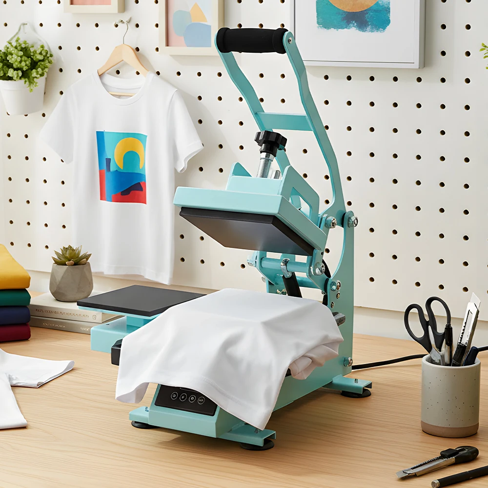 Double Station Manual Heat Press Machine 15*15cm Sublimation Heat Transfer T Shirt Printing Press Machine