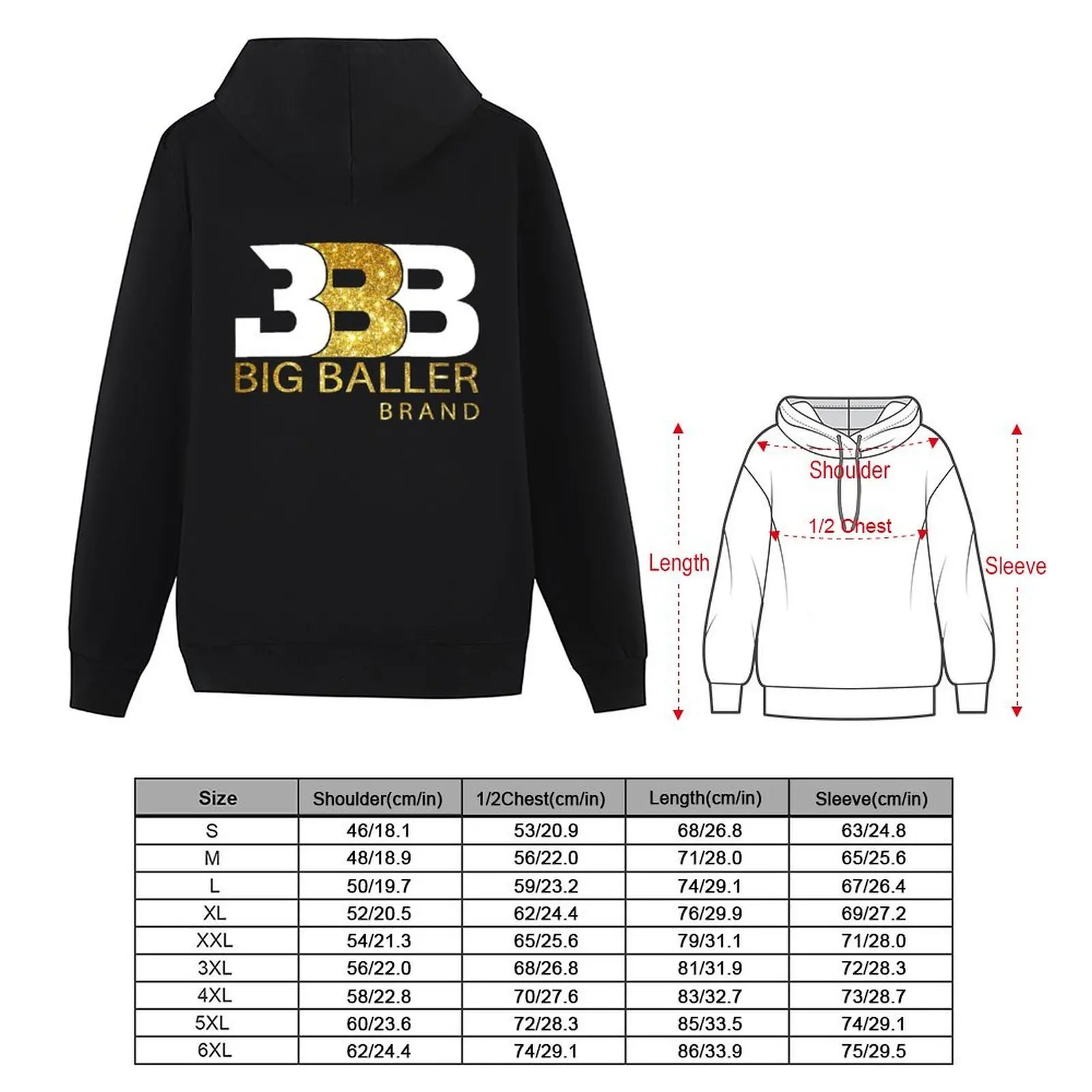 BBB - معطف رجالي بقلنسوة ماركة Big Baller للخريف تي شيرت جرافيك ملابس رجالية جديدة بغطاء للرأس وبلوزات #4