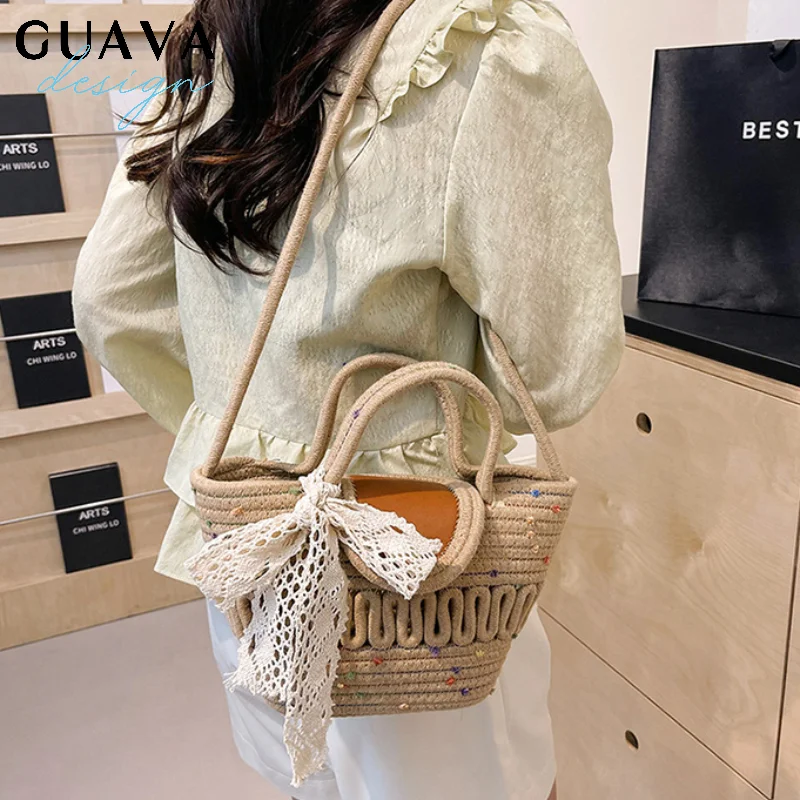 

Women's Tote Bag, Woven Bag, Artistic Beach Bag, Casual And Lightweight Holiday Shoulder Bag, Suitable For Vacation, Beach