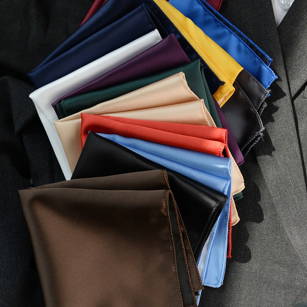 Men's Solid Colors Hankerchief Scarves Vintage Silk Satin Men Suits Pocket Square Wedding Dress Chest Towel Suit Accessories