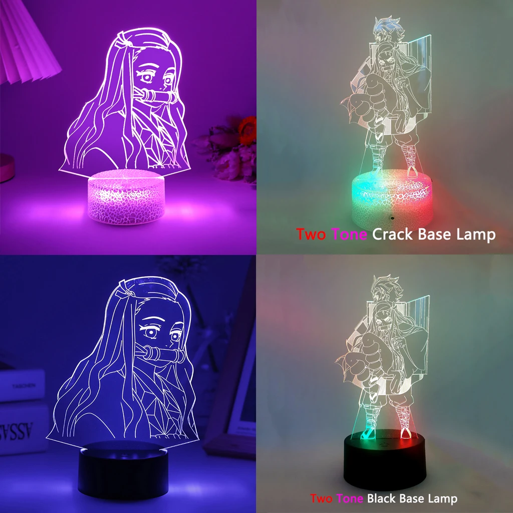 Demon Slayer Acrylic Sheet Figure Board 3D Led Night Light Base For Kid Anime Kimetsu No Yaiba Lamp Bedroom Decor Illusion Gift