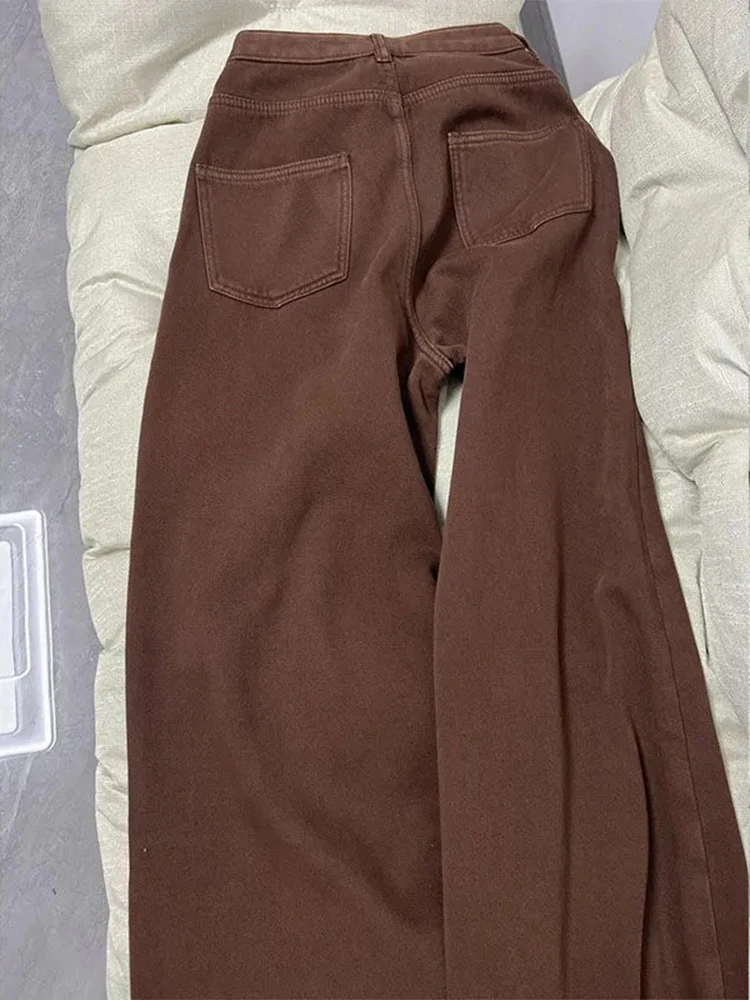 

Корейские модные винтажные джинсы, женские осенние новые свободные повседневные широкие джинсовые брюки с высокой талией, универсальные женские прямые брюки