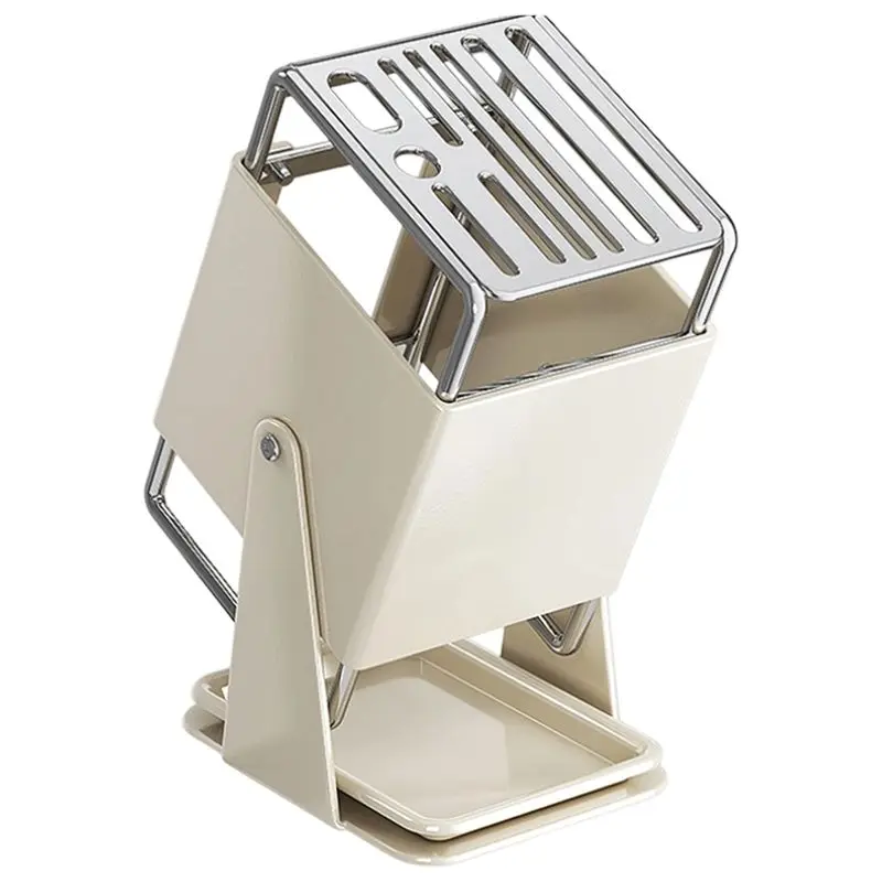 A98E-Countertop Knife Holder Kitchen Integrated Block Storage Rack Detachable Draining No Installation Knife Rack Household WHIT