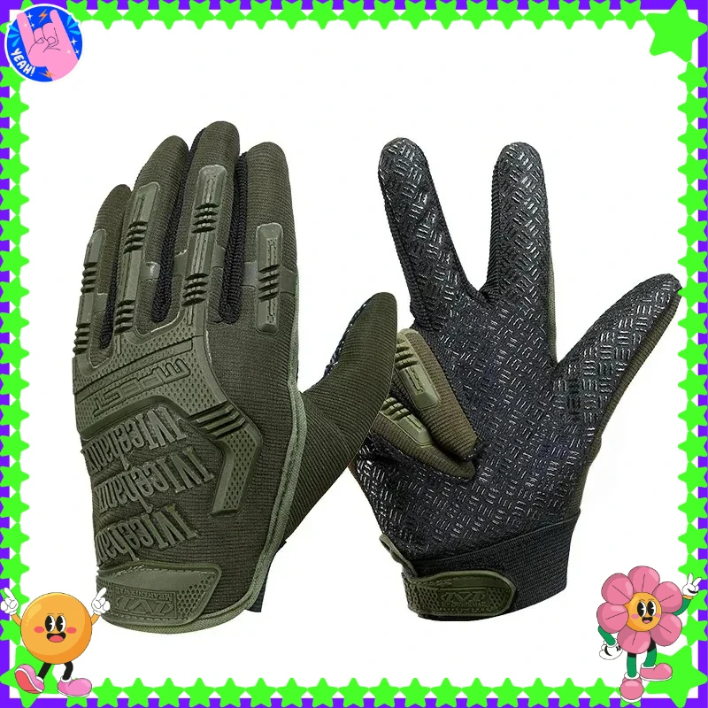 VERY GOOD a pairSeals Full Finger Protective Gloves Male Training Fighting Outdoor Bicycle Riding Camouflage Gloves
