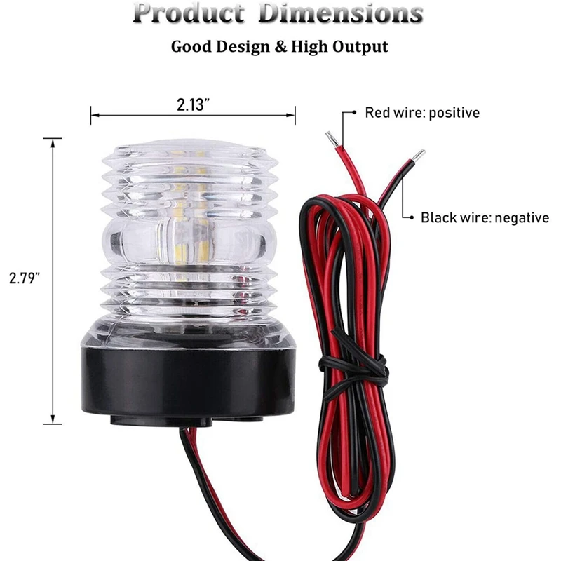 NEW-Boat Yacht Navigation Anchor Lights All Round 360 Degree White 12V LED Daylight Waterproof Signal Lights