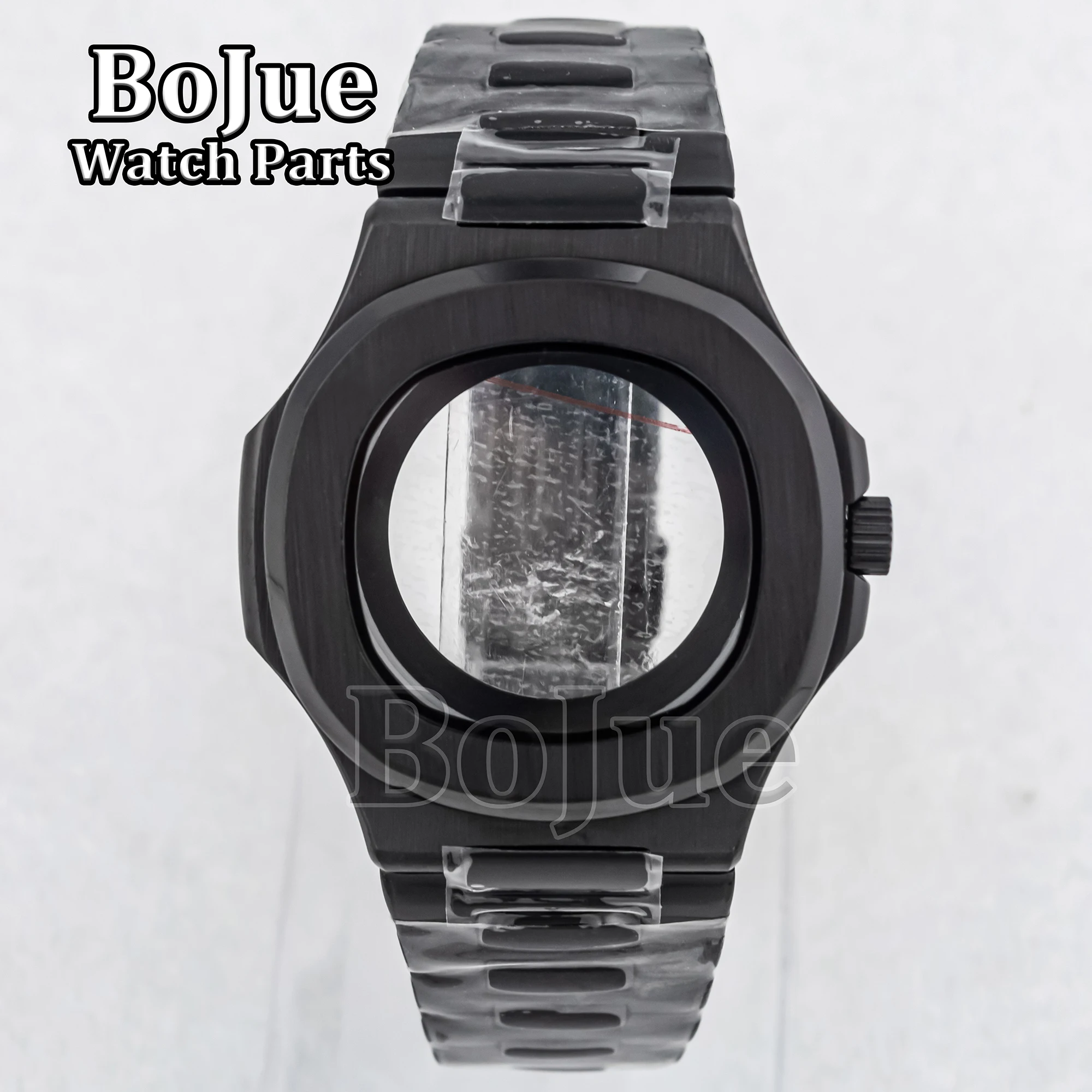 41mm Black PVD Men\'s Watch Cases Bracelet Parts For Mod Nautilus Seiko NH34 NH35 NH36 NH38 Movement Dial Sapphire Crystal Glass