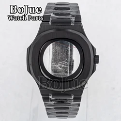 41mm Black PVD Men's Watch Cases Bracelet Parts For Mod Nautilus Seiko NH34 NH35 NH36 NH38 Movement Dial Sapphire Crystal Glass