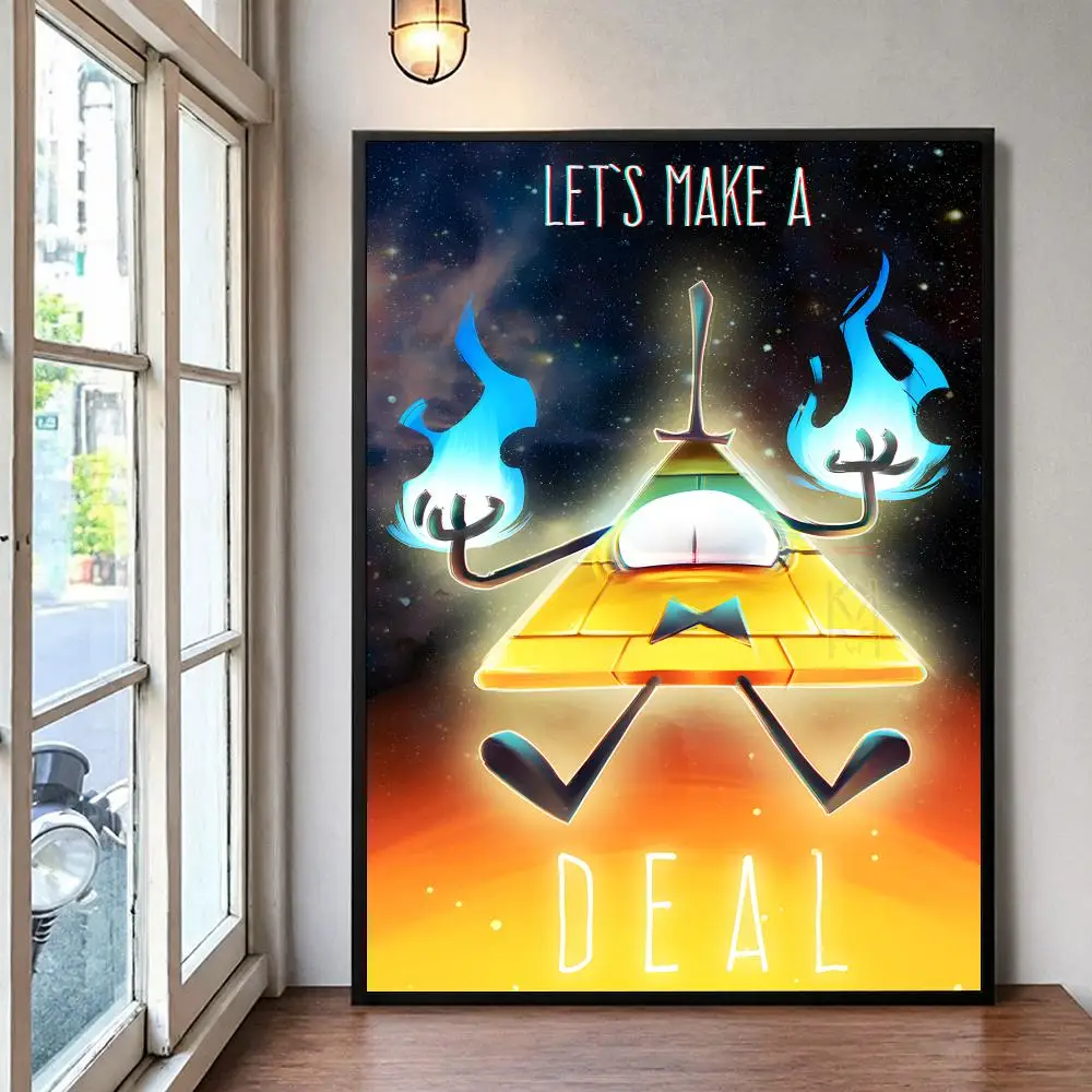 Anime Funny G-Gravity Falls Bill Cipher Poster Self-Stick Bedroom Dorm Office Gaming Room Studio Decor Gift