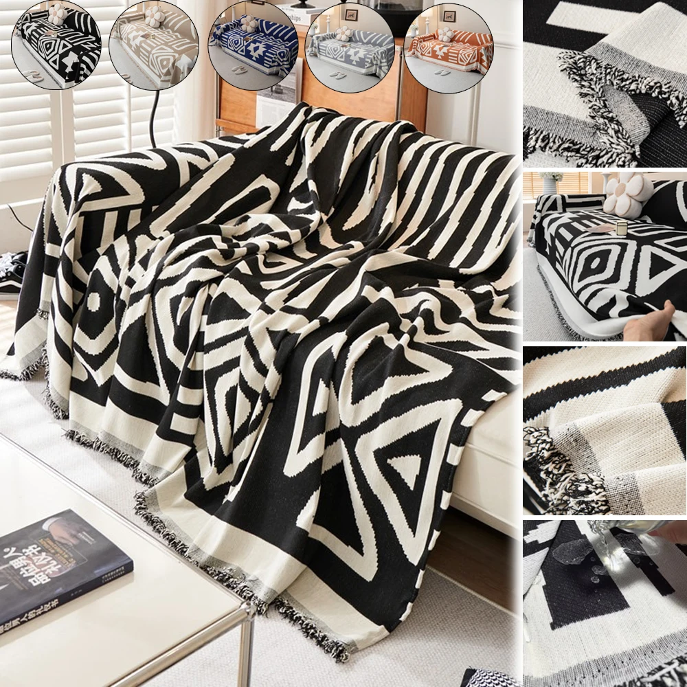 

Dustproof Sofa Towel with Tassels Boho Style Chenille Couch Covers for Living Room Camping Picnic Blanket Beach Towel כיסוי ספה