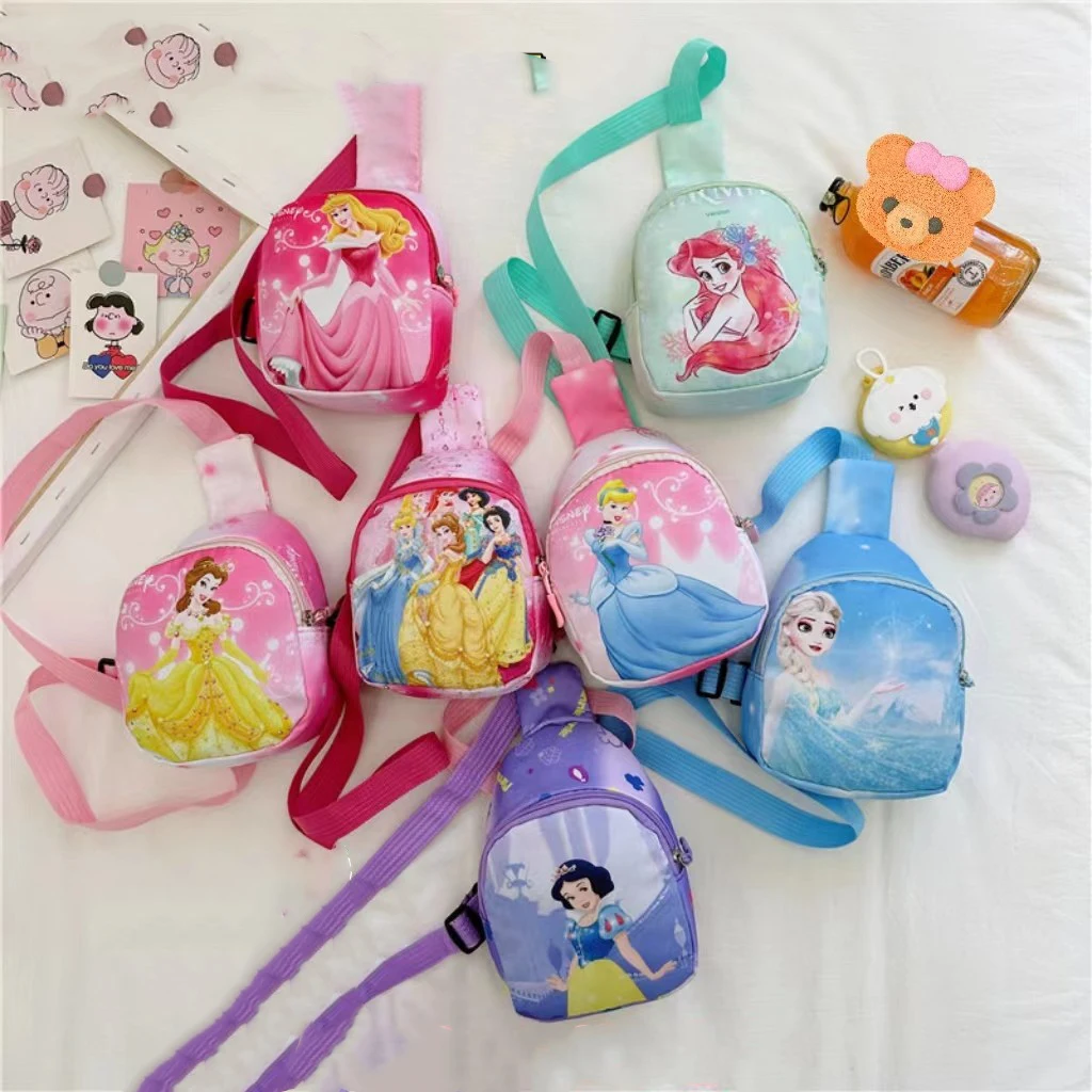 Disney Fashion Cartoon Backpack Cute Frozen Princess Anime Printed Messenger Bags for Girls Casual Travel Coin Purse Kids Gifts