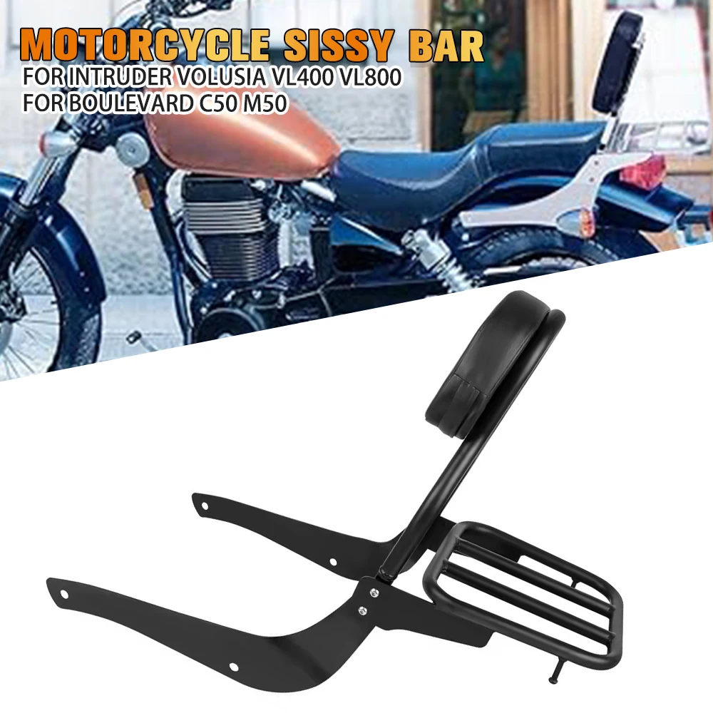 Motorcycle Detachable Backrest Sissy Bar Rear Luggage Rack For Suzuki Volusia Vl800 Vl400 2001-2011 Boulevard C50 M50 2005-2011