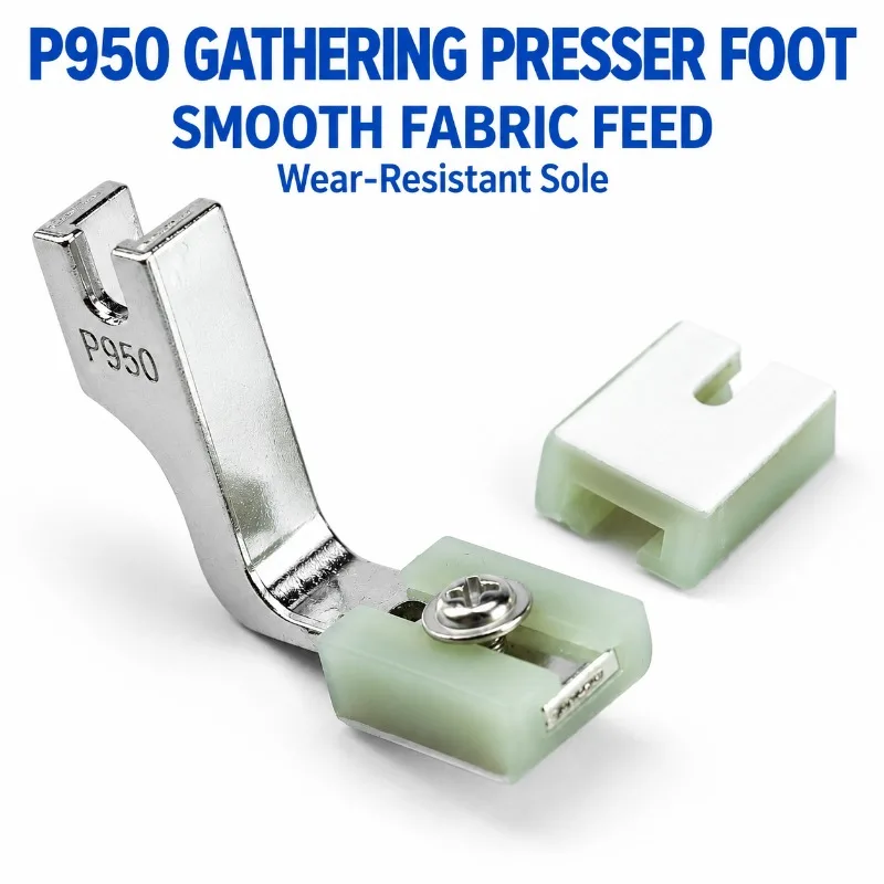 HENVOR P950 Gathering and Pleating Presser Foot for Industrial Lockstitch Sewing Machines, Thick and Thin Fabrics