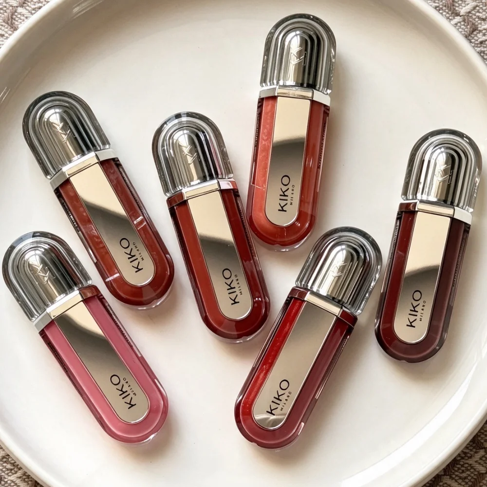 KIKO 3D Hydrating Lip Gloss Plump Lip Liner Smooth Lip Glaze Mirror Transparent Packaging Non Fade Lipstick Nature Cosmetic