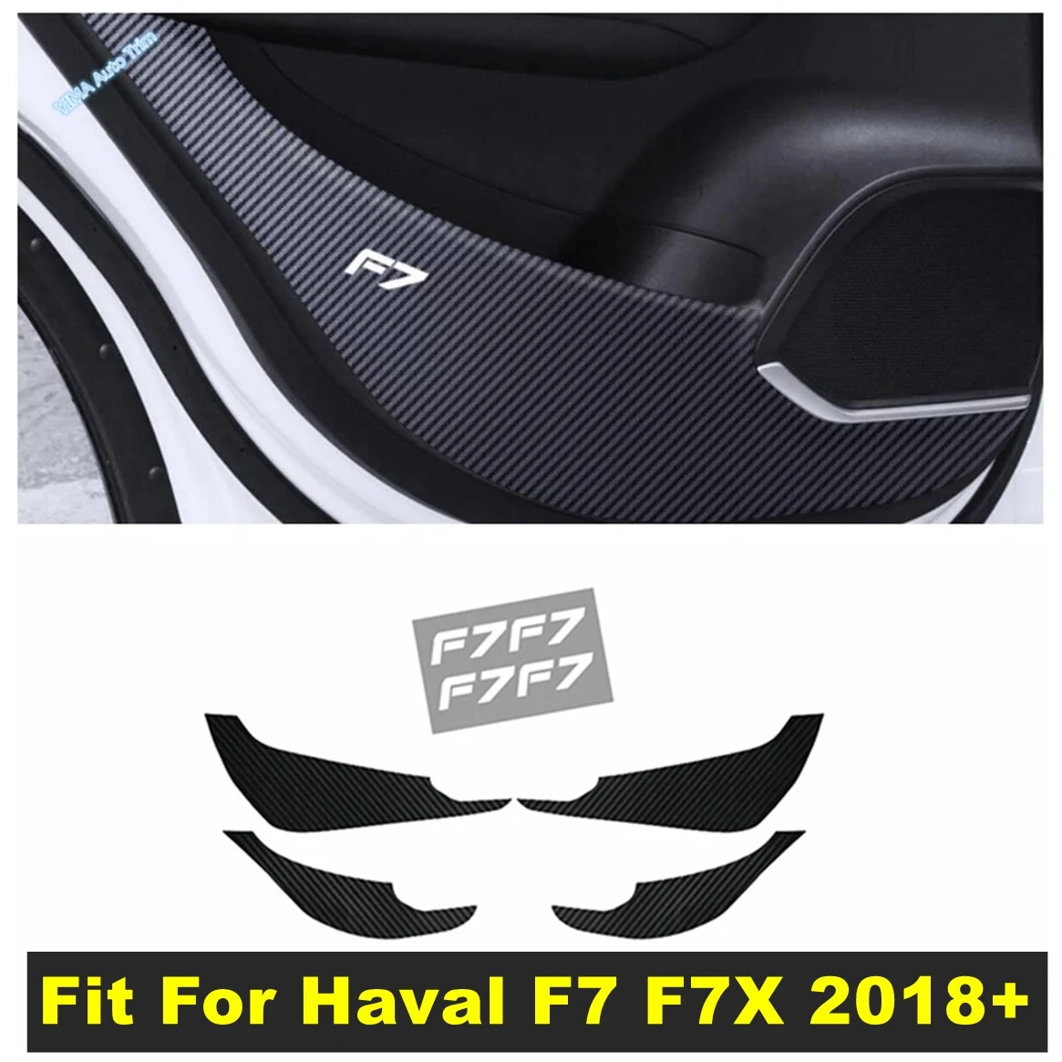 

Auto Door Anti Kick Pad Sticker Trim Anti-Dirty Film Refit For Haval F7 F7X 2018 - 2022 Carbon Fiber Look Interior Accessories