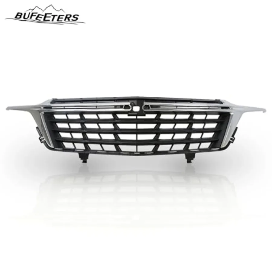 المصد الأمامي العلوي باللون الأسود مع نمط شبكي من الكروم لسيارة تشيفي إكوينوكس 2022 2023 تعزيز خارجي ممتاز للسيارات #3