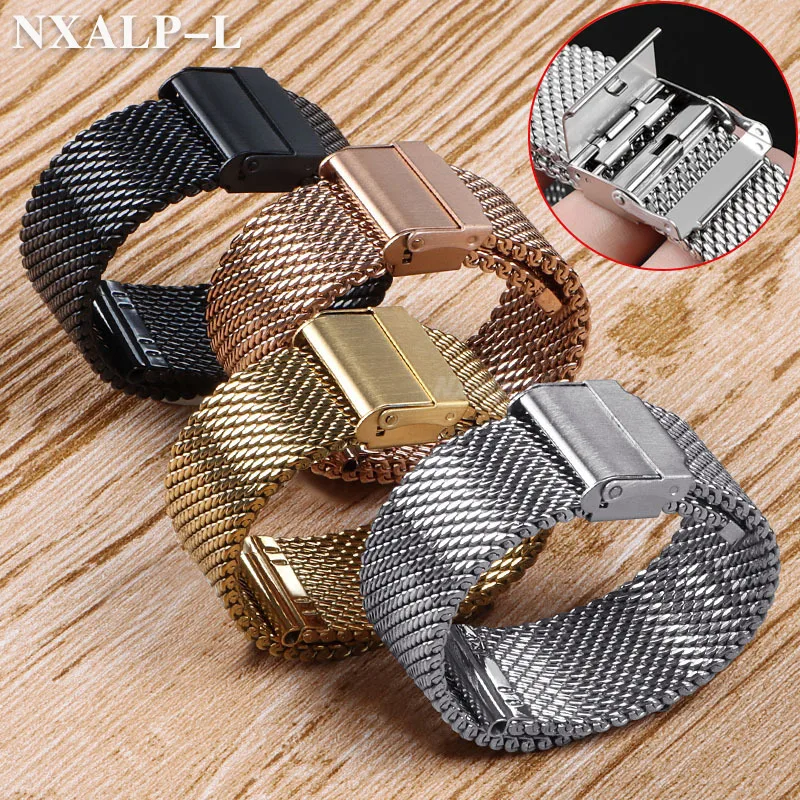 1.0 مللي متر Milanese شبكة حزام ساعة اليد ل أوميغا ل DW حزام الساعات الإفراج السريع الفولاذ المقاوم للصدأ حزام معصمه 18 مللي متر 20 مللي متر 22 مللي متر 24 مللي متر