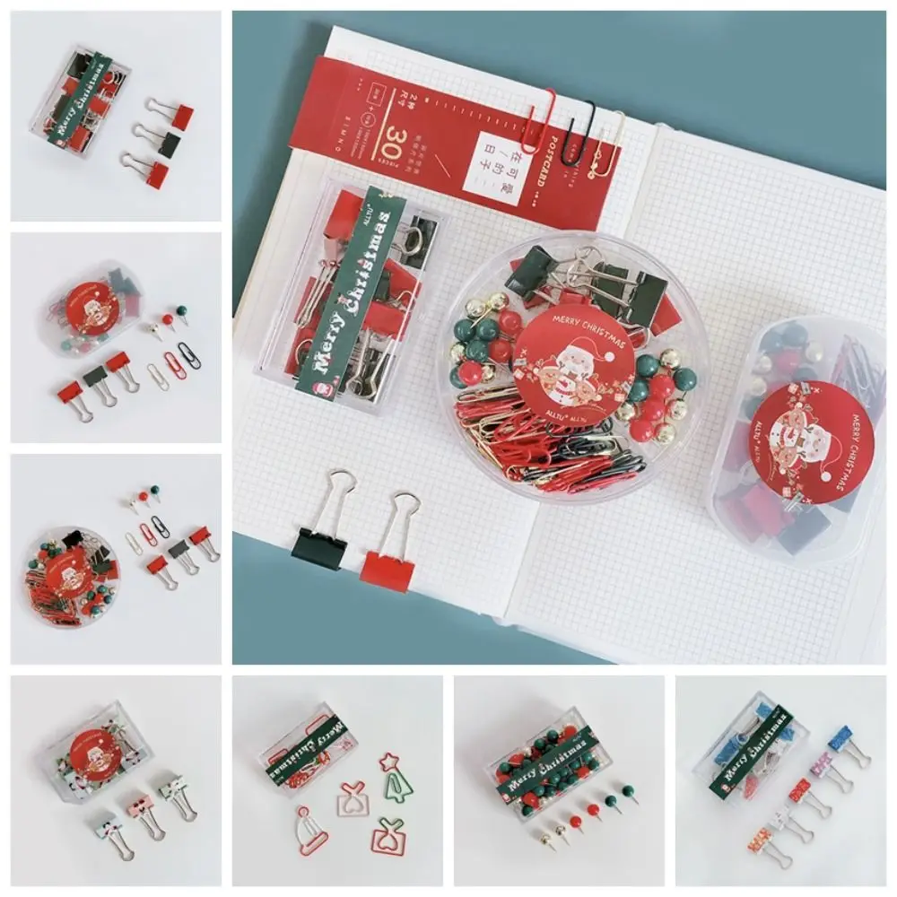 

Binding Supplies Christmas Series Binder Clips Long Tail Clip Stationery Push Pins Paper Clip Metal Foldback Clip