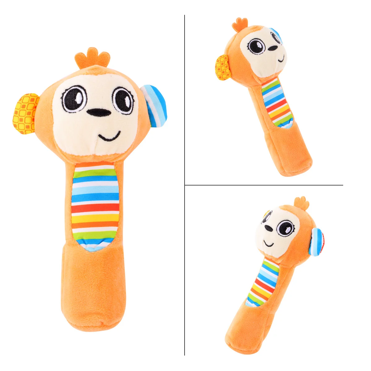 1 قطعة حشرجة الموت اليدوية للطفل الرضيع الوليد البرتقالي القرد البسيطة محشوة الحيوان التنمية الحسية التعرف على الألوان #1