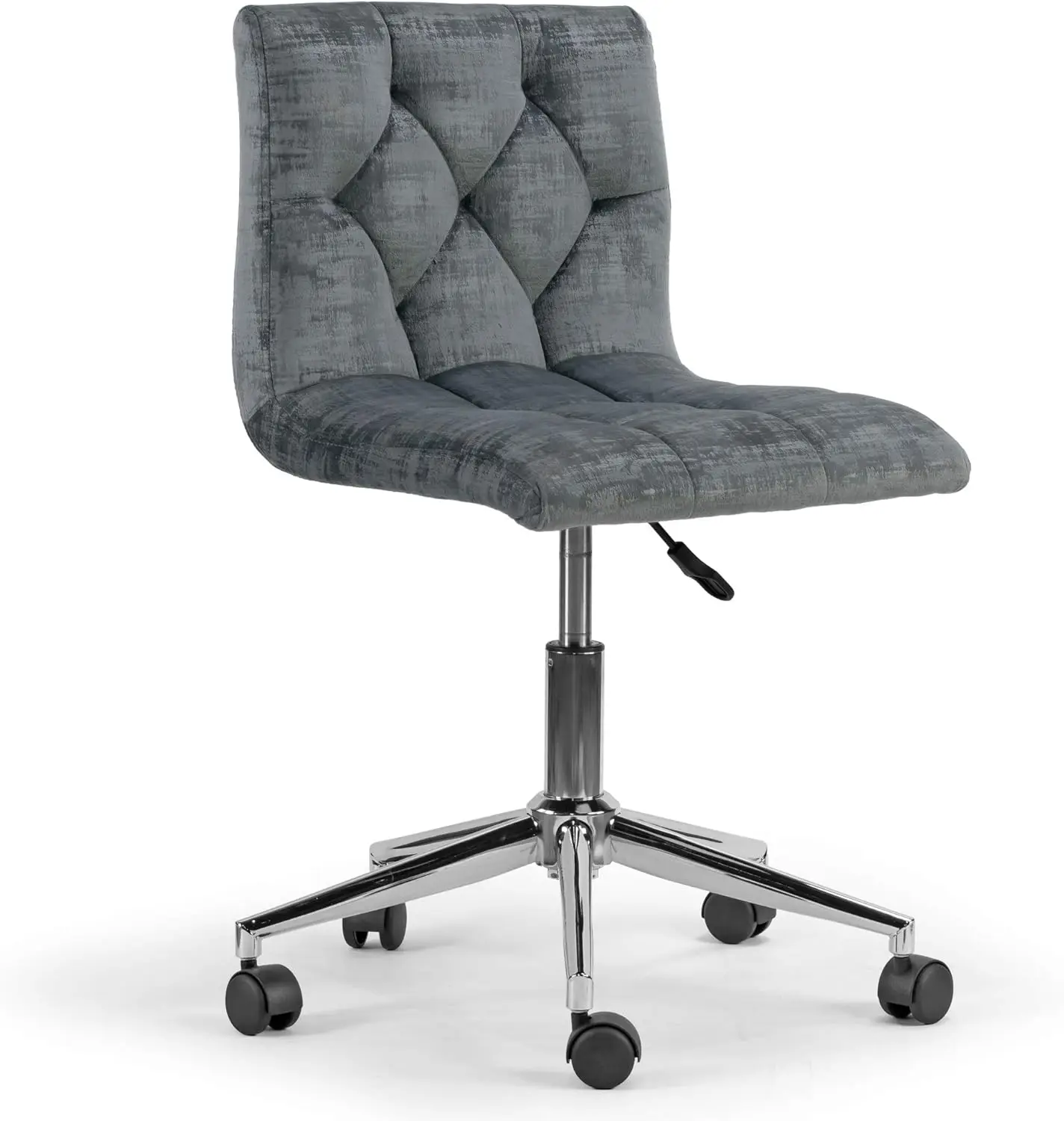 

Amali Grey Velvet Adjustable Height Swivel Office Chair W/Wheel Base
