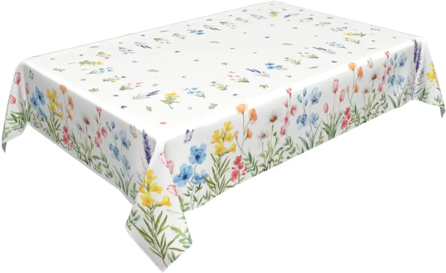 Spring Tulip Floral Rectangle Tablecloth Wedding Decorations Summer Colorful Wildflower Leaves Dining Table Cloth Party Decor