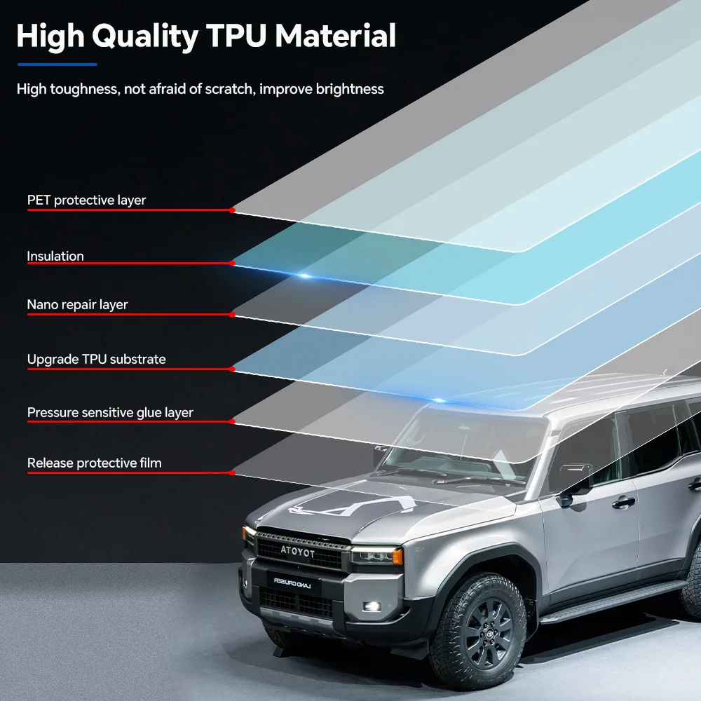 Película Protectora de Pintura Transparente PPF Precortada Invisible de TPU de 9 Mil Antiarañazos para Toyota Land Cruiser J250 LC250 Prado 2024 2025