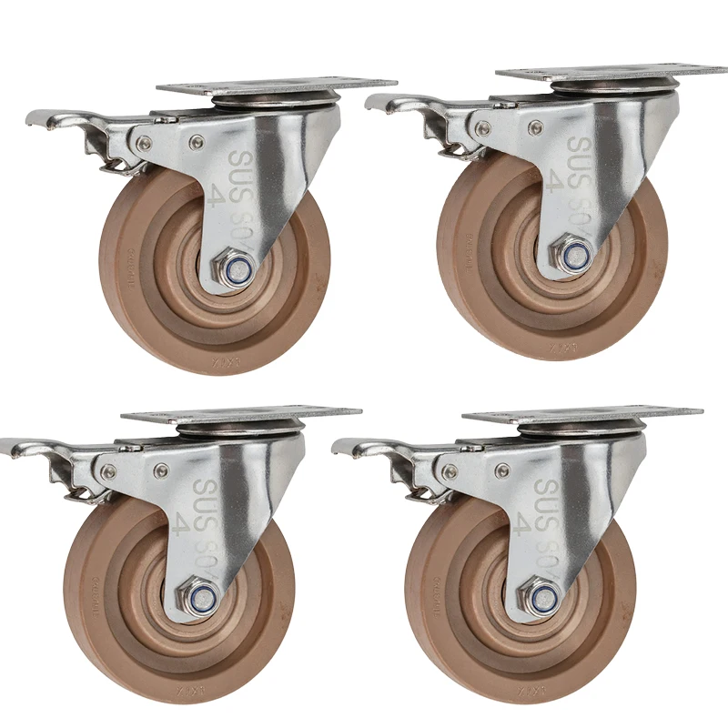 

4pcs 4inch medium304 stainless steel high temperature resistant caster swivel brake wheel baking sheet oven Steaming Cabinet