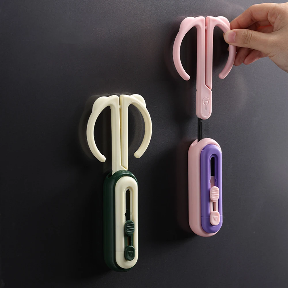 Multifunctional Scissors Magnetic Suction Tool Knife Portable Package Opener Knife Sharp Student Handmade Paper Cutting Tool