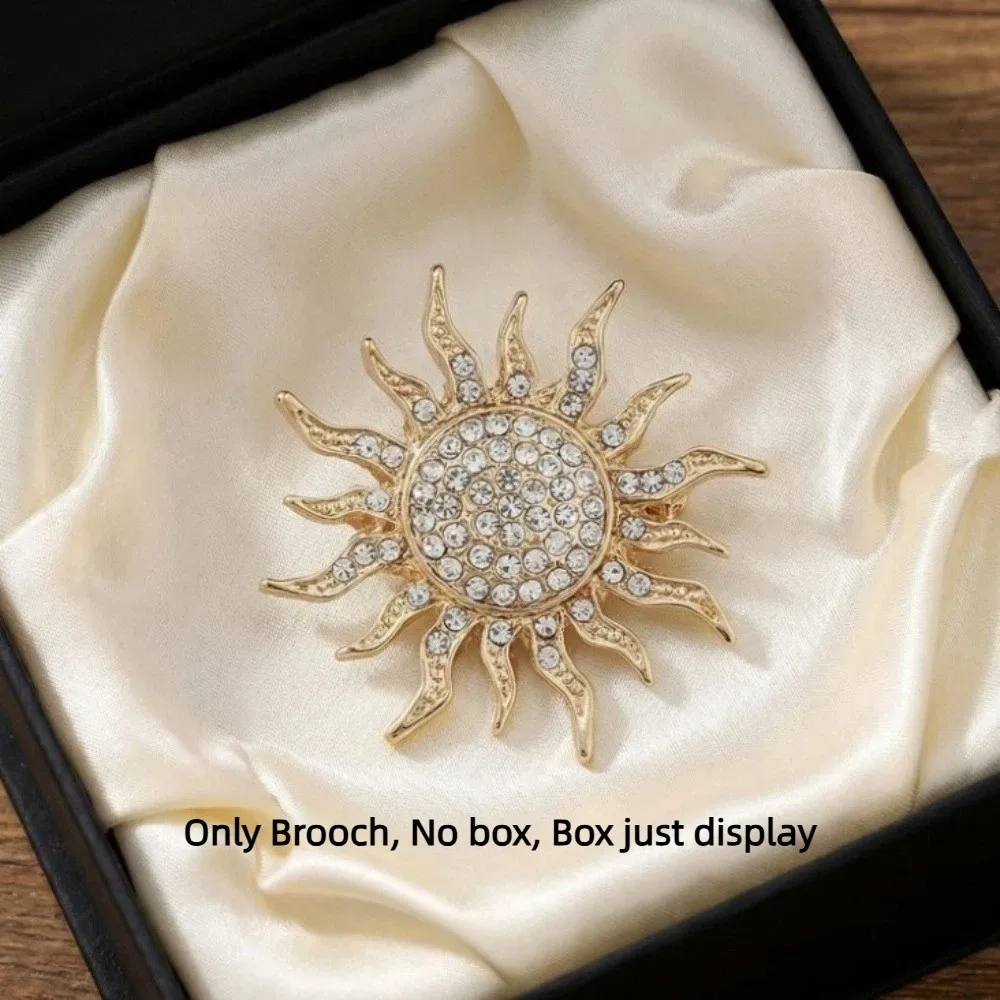 Exquisite Metal Alloy Sun Brooch Rhinestone Korean Style Men Brooch Badge Sunflower Suit Lapel Pin Collar Decoration