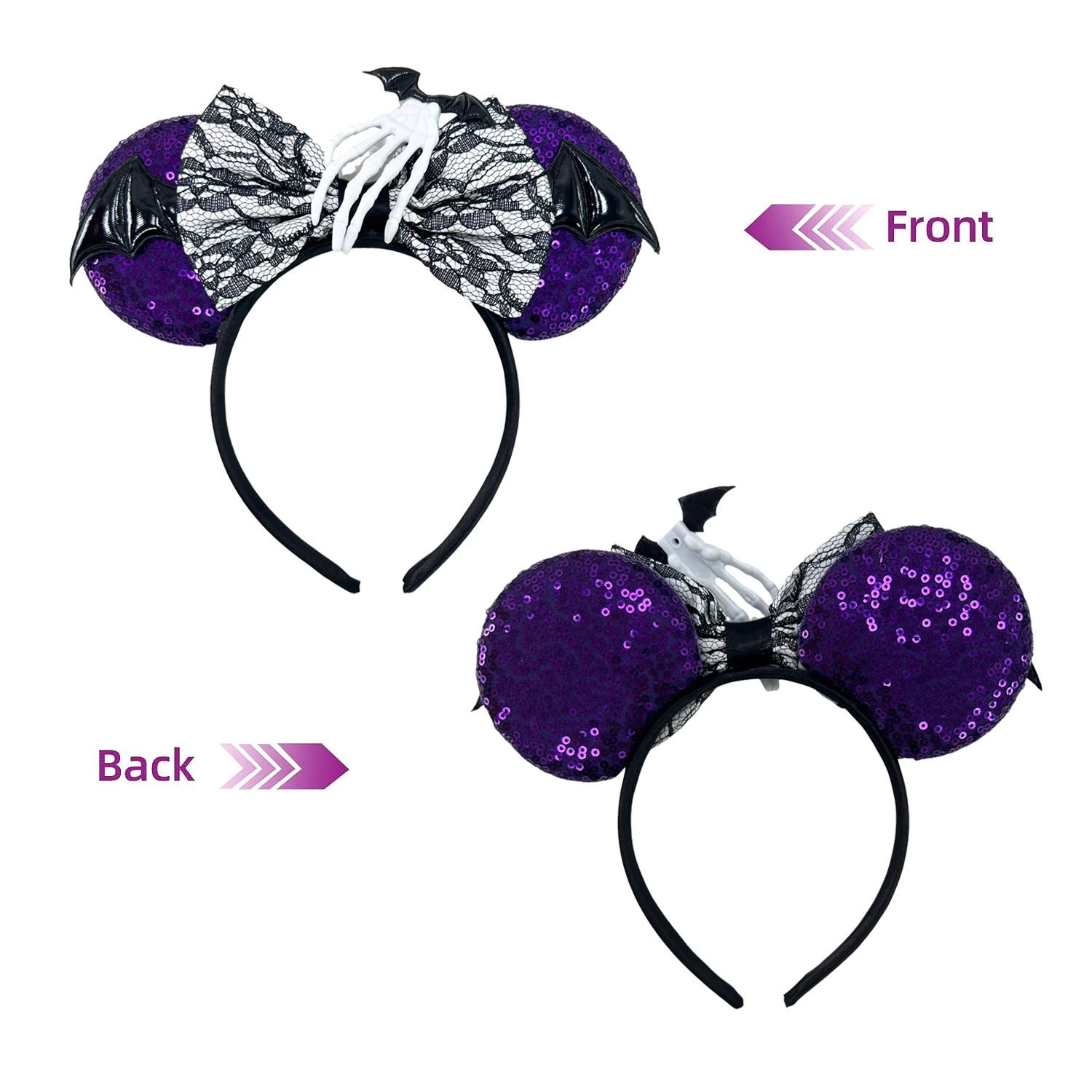 Halloween Ghost Bat Skeleton Mickey Mouse Headband Girls Women Cosplay Spiderwebs Hairbands Bow Ears Headbands Hair Accessories