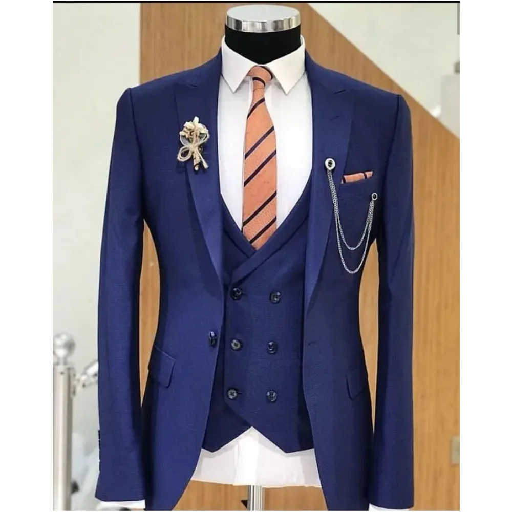 

Latest Design 3 Pieces Suits One Buttons Groom Tuxedos Best Man Groomsman Men Wedding Suits Bridegroom (Jacket+Pants+Vest)