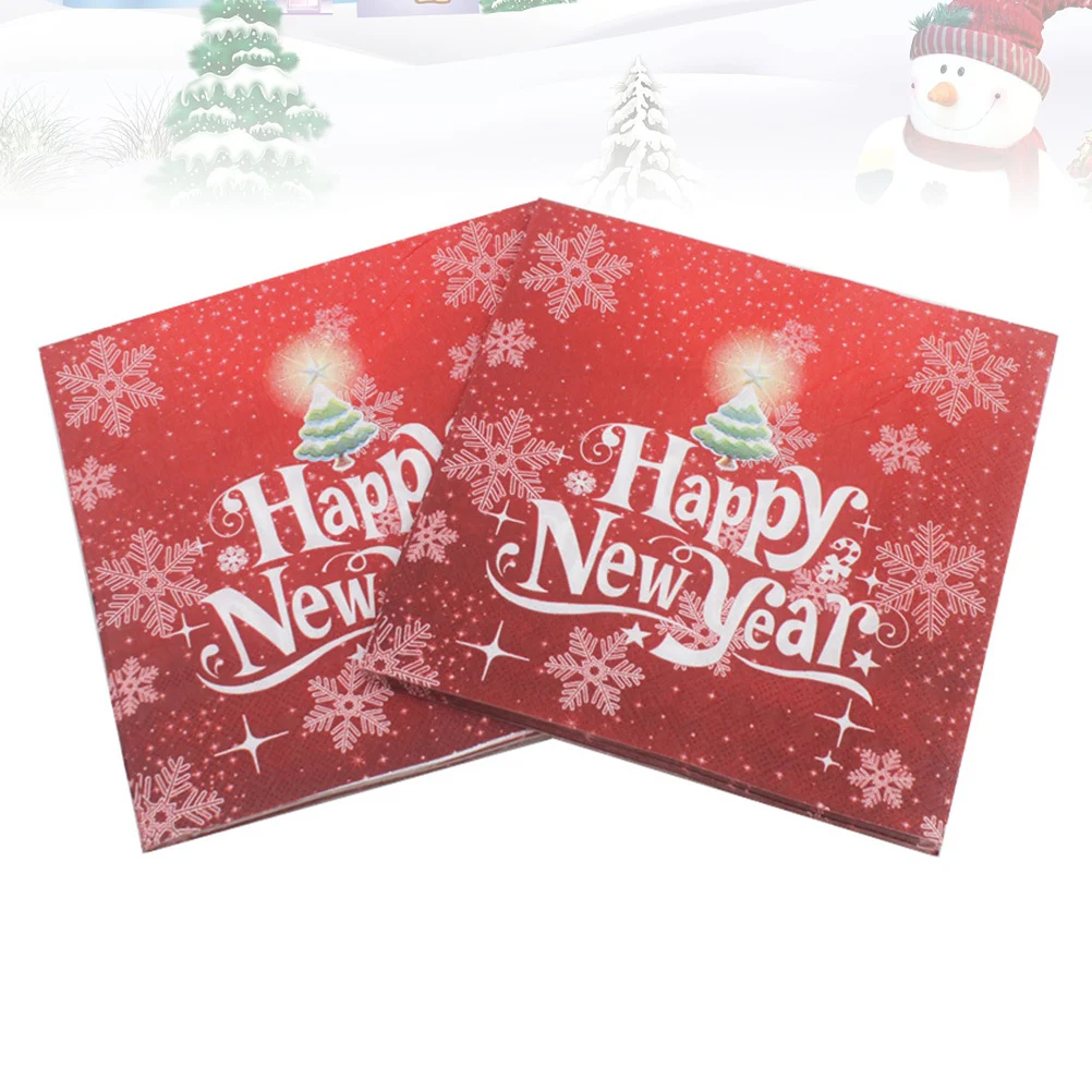 40 قطعة مناديل عيد الميلاد المطبوعة ندفة الثلج نمط صديقة للبيئة ورقة المناديل المناديل الحفلات عيد الميلاد السنة الجديدة عشاء الزينة