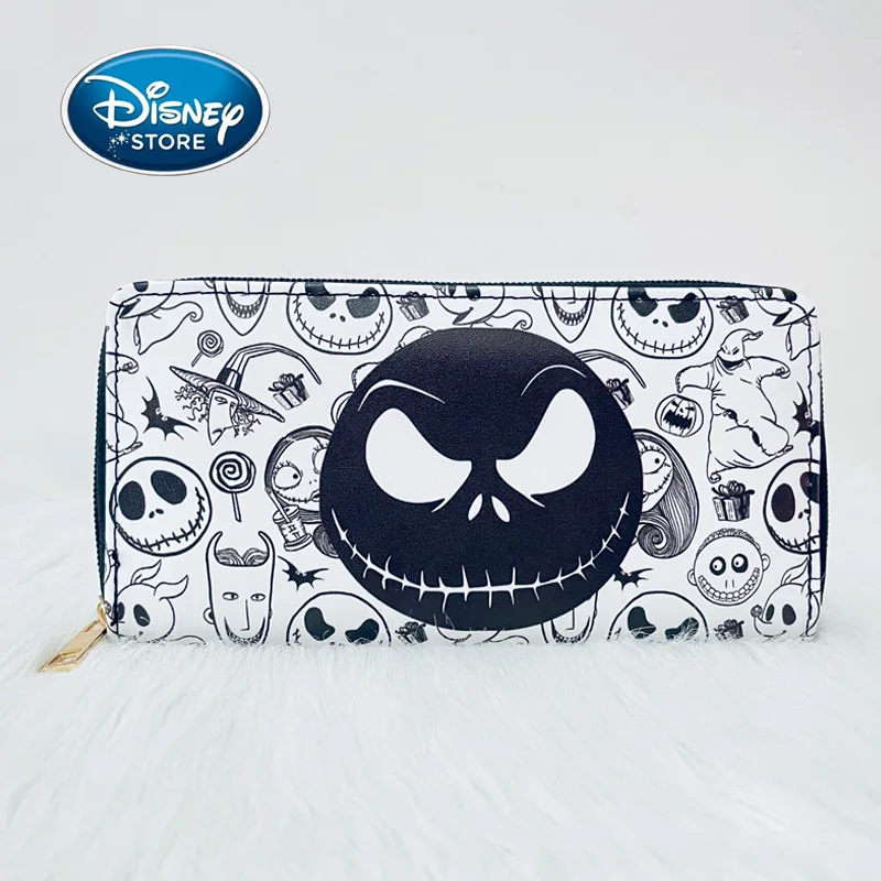 Disney Skeleton Jack Women Wallets Fashion The Nightmare Before Christmas White Female Purse Zipper Coin Wallet Halloween Gift