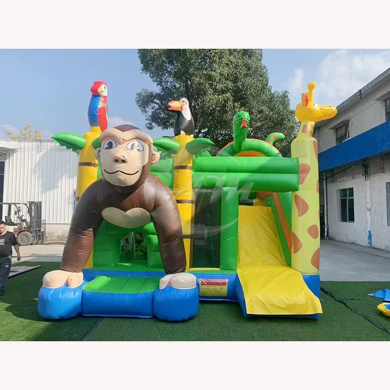 Nuevo Parque de trampolín inflable divertido, castillo hinchable, casa de rebote en la jungla para niños