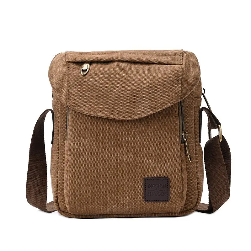 

Men's Flip Travel Bag Canvas Casual Shoulder Bags Hight Qualtiy Outdoor Crossbody Bags Men Wearable Retro Zipper Sling Bag