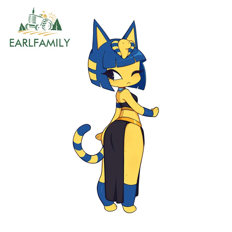 

EARLFAMILY Ankha Furry Ancient Style Car Sticker Personality Motorcycle Rear Windshield Waterproof Decal Scratch-Proof Car Goods