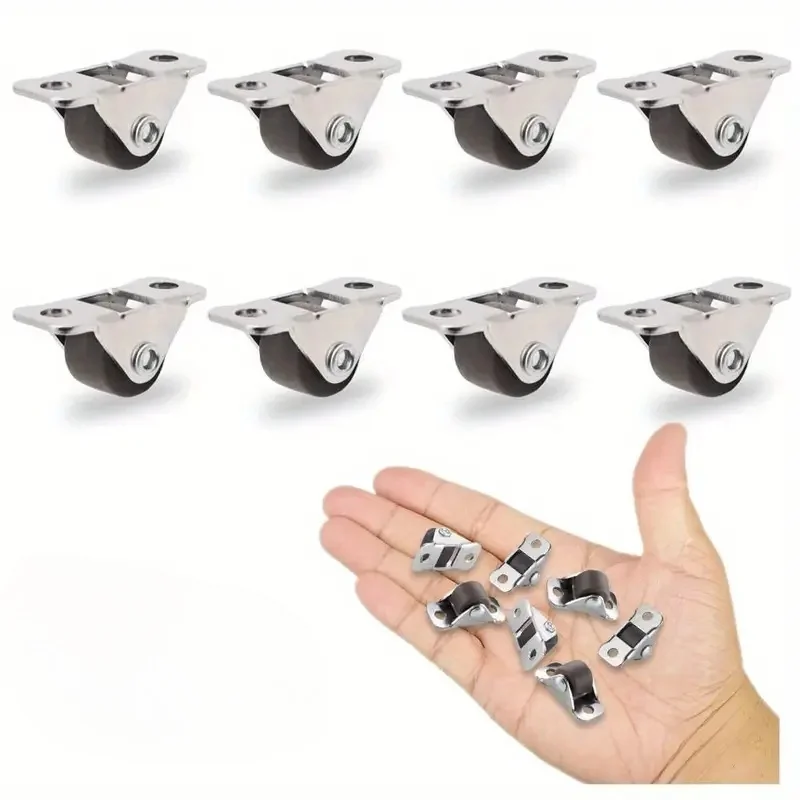 0.5 inch Small Caster Wheels Low Profile Soft Rubber Wheel Rolling Castor Wheel Mini Rigid Silent Caster Wheel for Cart Drawer