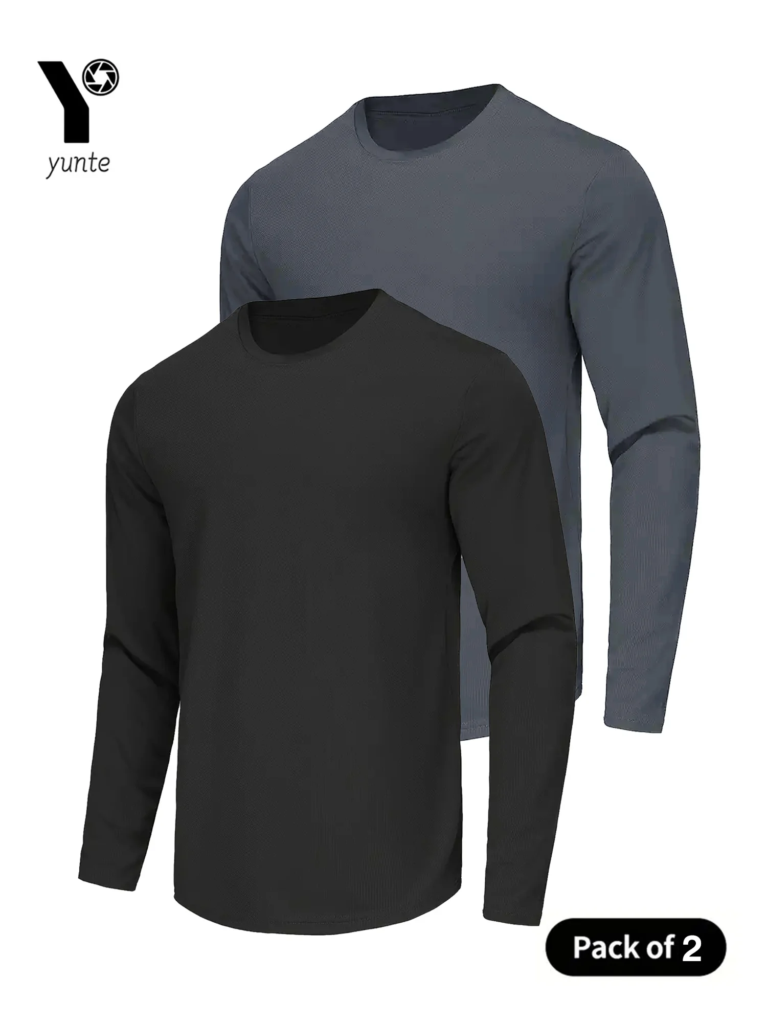 Sport Langarm 2-Farben Herren Rundhals-Shirt Schnelltrocknendes Top Fitness Sportbekleidung Lässige Outdoor-Sportbekleidung Körperformung Fi