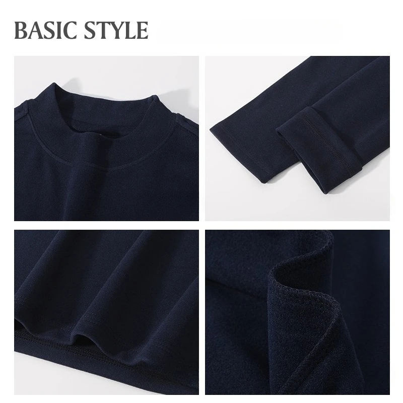 Half Turtleneck T-shirt Men's Base Shirt Long Sleeve Pullover Solid Color Mock Neck Tshirt Men's Tops Thermal Tee