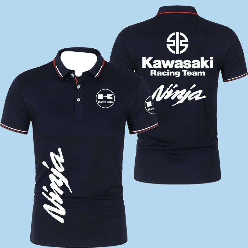

MOTO-Kawasaki Motorcycle Racing Team Men Polo Shirt Summer Short Sleeve Women Tee Shirts 2025 Fashion Couple Clothes Polos Tops