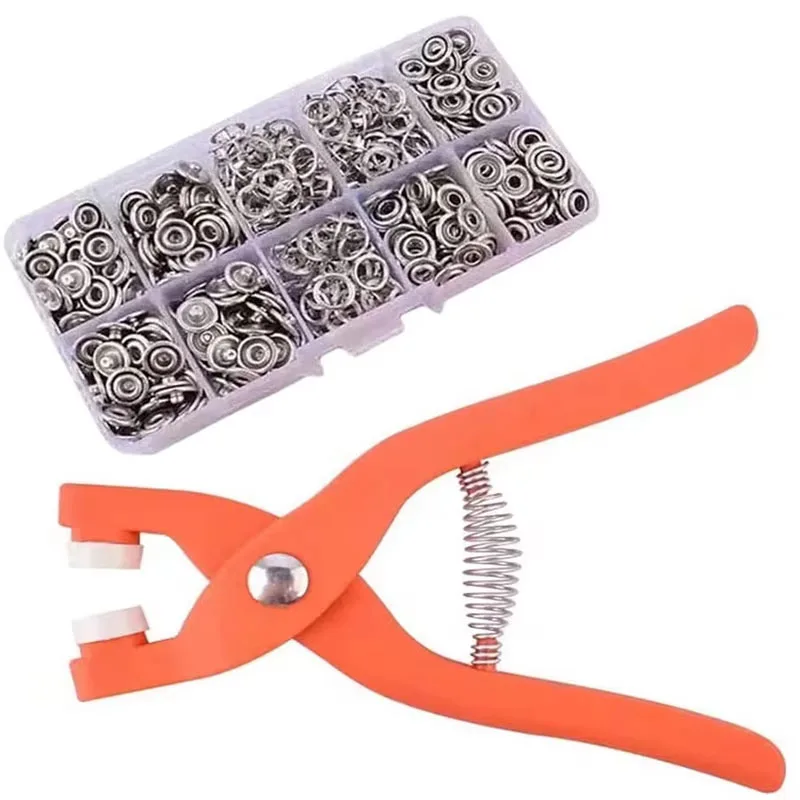 Con 50/100 juegos de botones a presión, juego de alicates de plástico, Kit de sujetadores a presión, herramienta para ropa, bolsas de costura, zapatos