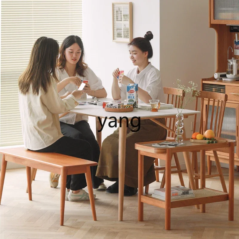 LH Slate Dining Table Solid Wood White Oak Cherry White Cream Style Dining Table and Chair Combination