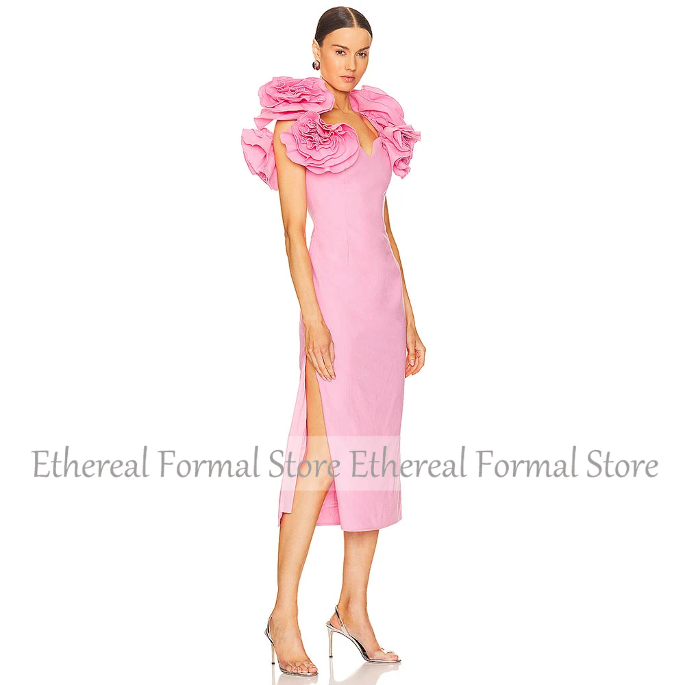 ความงามสีชมพูชุดราตรี Sweetheart สายรัดดอกไม้พรหมชุดสําหรับงานแต่งงานชาความยาวลูกไม้ง่ายชุดพรรคอย่างเป็นทางการ 2025