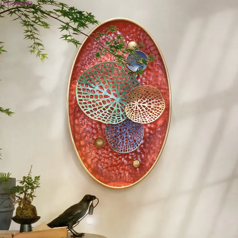 Nueva decoración de pared de estilo nacional chino, plantas verdes creativas que enten en las piezas colgantes de pared del pasillo de entrada