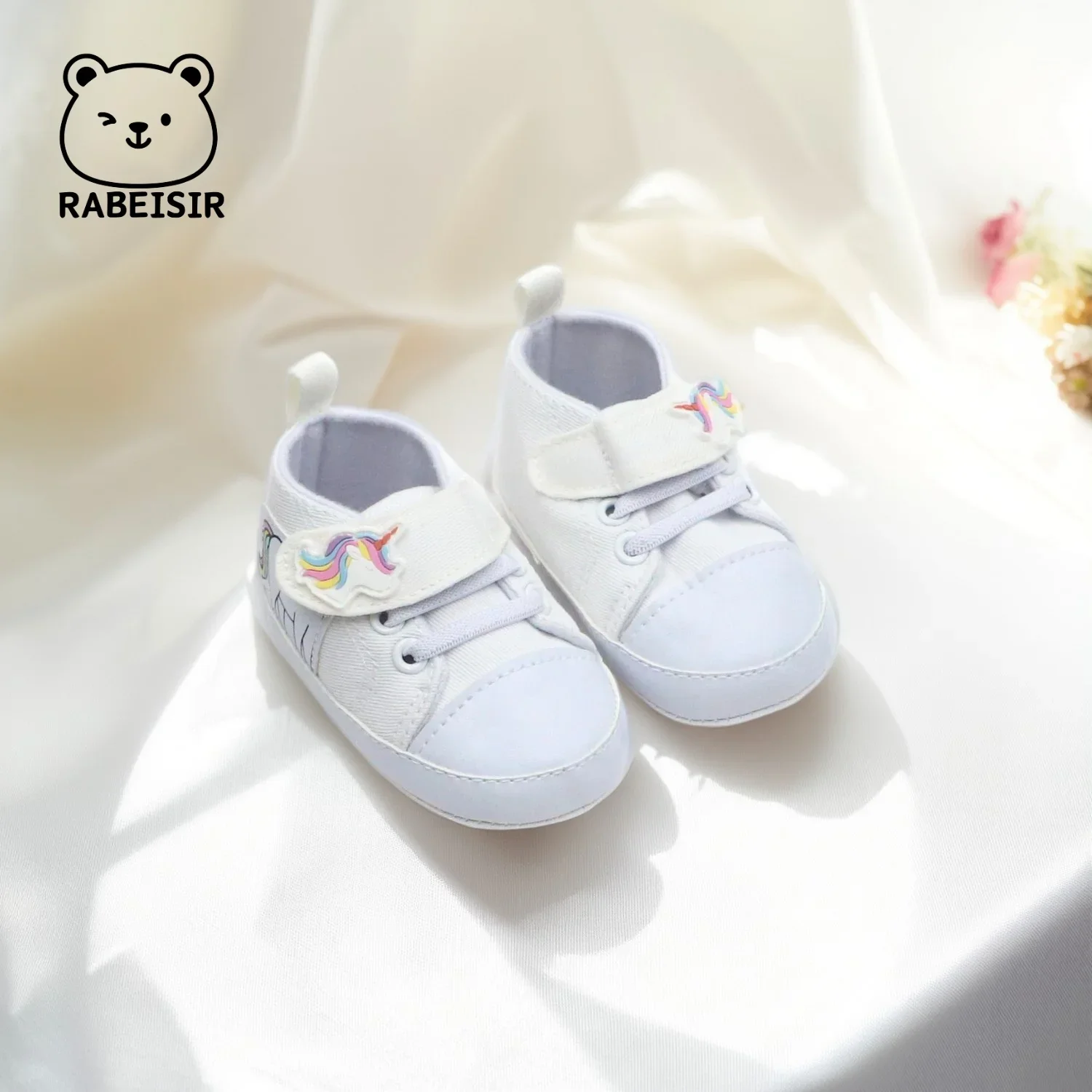 

RABEISIR детская обувь, парусиновая обувь, детская прогулочная обувь для детей 6-12-18 месяцев, противоскользящая дышащая модель единорога