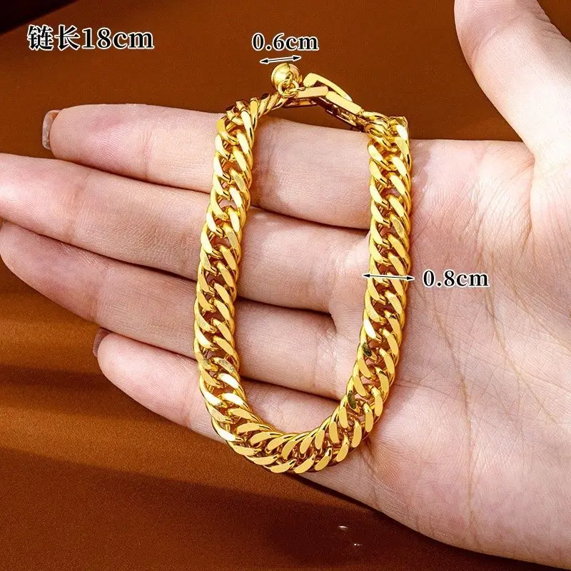 Gold-Plated Men's Bracelet with Traditional Craftsmanship Design for Couples or Gifting to Family Members
