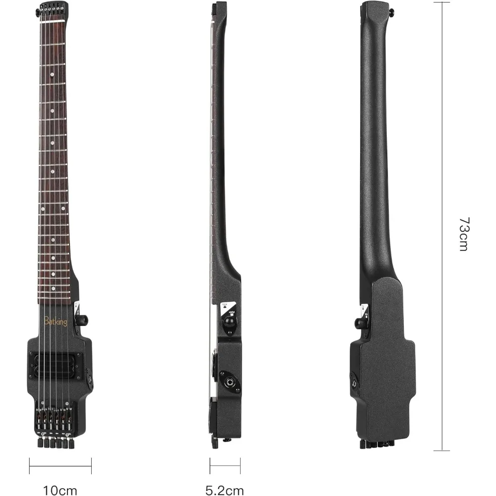 Travel Guitar Electric Headless Guitar 6 Strings One-piece Canada Maple Neck Through Body Design Brass Fix Bridge With Gigbag