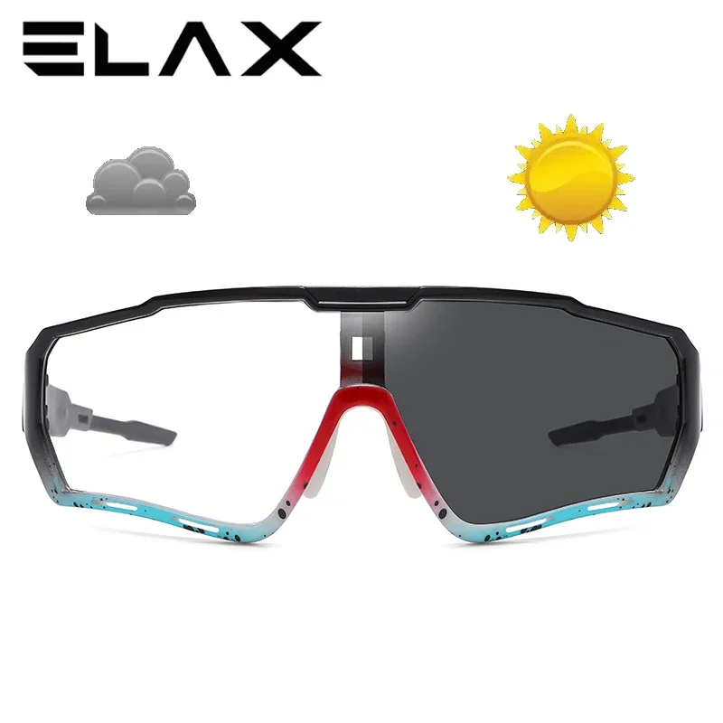 ELAX Brand New Style Photochromic Sunglasses Sports Bike Glasses Men Women Mtb Bicycle Eyewear Cycling Glasses