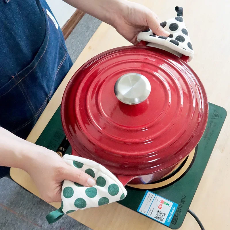 2 قطعة مجموعة الحد الأدنى قفازات مقاومة للحرارة فرن الميكروويف غطاء وعاء المطبخ قبعة وعاء الطين مقبض سميكة معزول الأذن نصائح