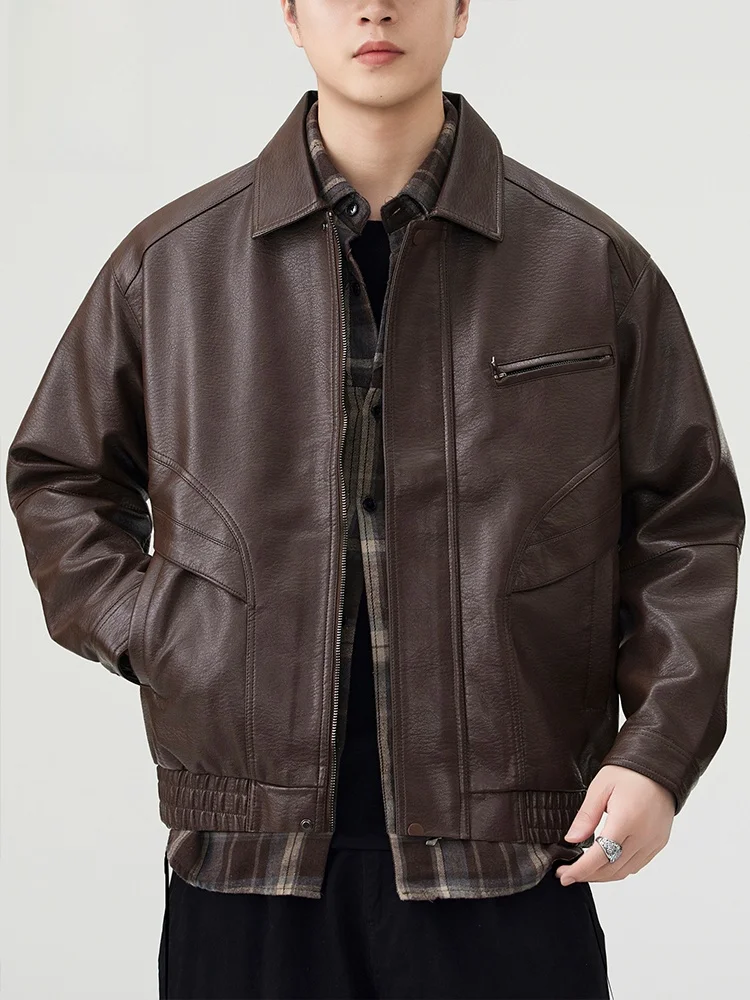 

Jeanswest мужская повседневная рабочая кожаная куртка в стиле ретро в американском стиле, осенне-зимняя верхняя одежда, ветрозащитное волокно из полиэстера