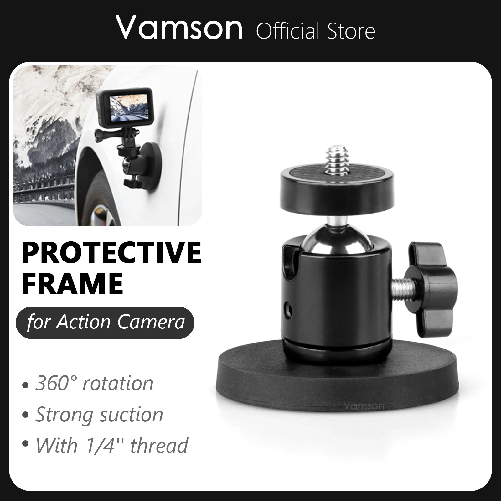 Vamson Magnetic Camera Mount for GoPro Hero 10 9 8 Insta360 DJI Osmo Action Camera Magnetic Swivel Mount for GoPro Accessories